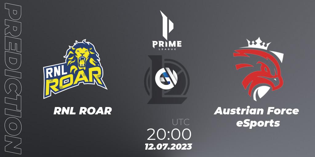 RNL ROAR - Austrian Force eSports: прогноз. 12.07.23, LoL, Prime League 2nd Division Summer 2023