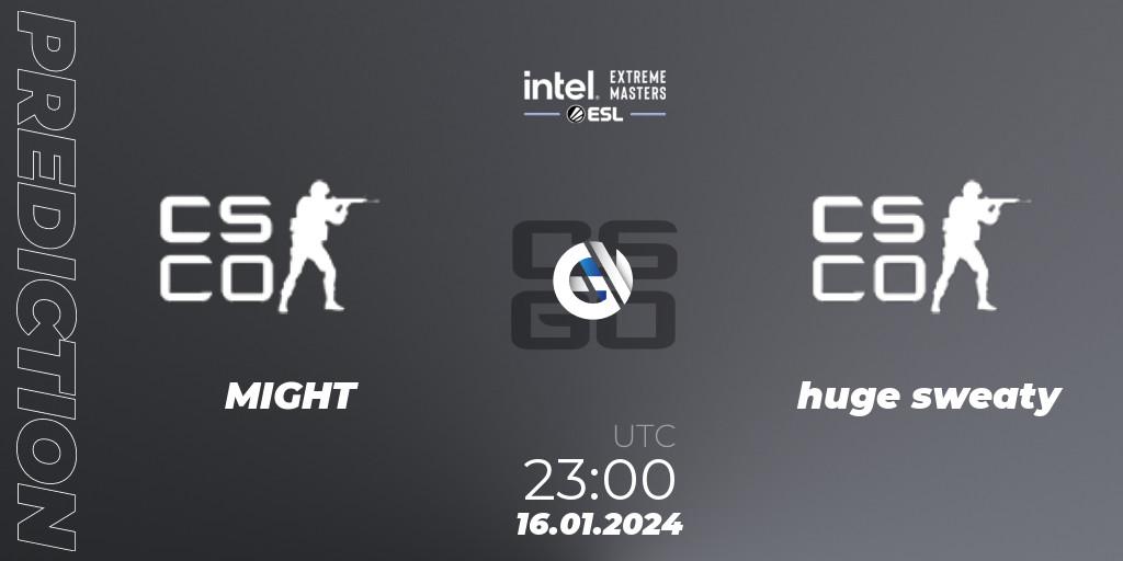 MIGHT - huge sweaty: прогноз. 16.01.2024 at 23:00, Counter-Strike (CS2), Intel Extreme Masters China 2024: North American Open Qualifier #1