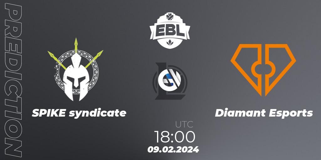 SPIKE syndicate - Diamant Esports: прогноз. 09.02.2024 at 18:00, LoL, Esports Balkan League Season 14