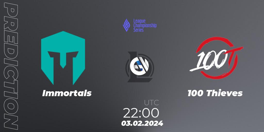 Immortals - 100 Thieves: прогноз. 03.02.2024 at 23:00, LoL, LCS Spring 2024 - Group Stage