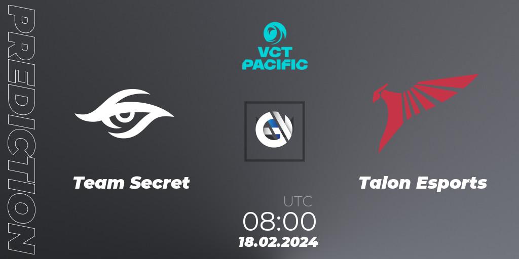 Team Secret - Talon Esports: прогноз. 18.02.24, VALORANT, VCT 2024: Pacific Kickoff