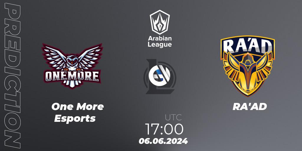 One More Esports - RA'AD: прогноз. 06.06.2024 at 17:00, LoL, Arabian League Summer 2024