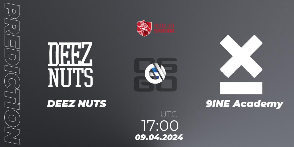 DEEZ NUTS - 9INE Academy: прогноз. 09.04.2024 at 17:00, Counter-Strike (CS2), Polska Liga Esportowa 2024: Split #1