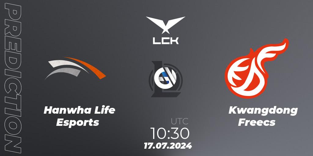 Hanwha Life Esports - Kwangdong Freecs: прогноз. 17.07.2024 at 10:30, LoL, LCK Summer 2024 Group Stage