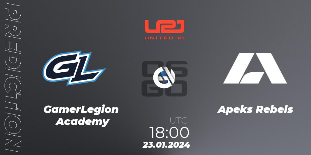 GamerLegion Academy - Apeks Rebels: прогноз. 23.01.24, CS2 (CS:GO), United21 Season 10: Division 2
