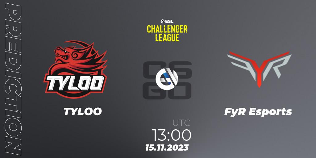 TYLOO - FyR Esports: прогноз. 15.11.23, CS2 (CS:GO), ESL Challenger League Season 46: Asia-Pacific