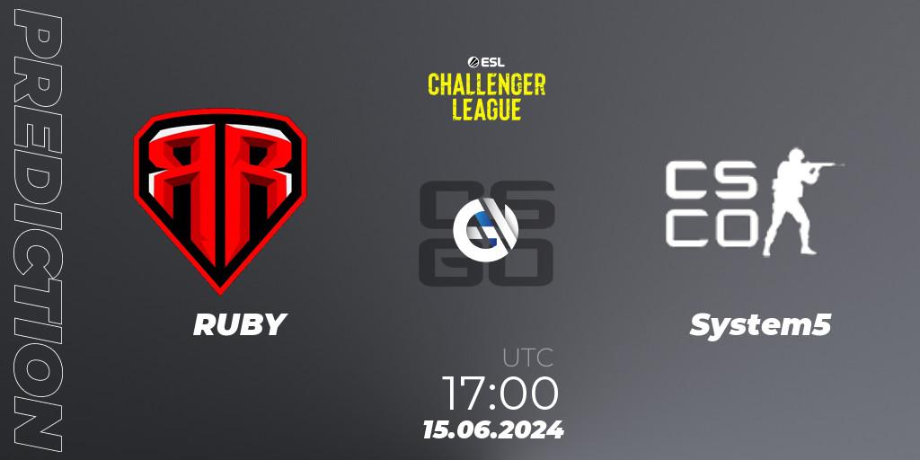RUBY - System5: прогноз. 15.06.2024 at 17:00, Counter-Strike (CS2), ESL Challenger League Season 47 Relegation: Europe