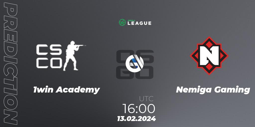 1win Academy - Nemiga Gaming: прогноз. 13.02.2024 at 16:00, Counter-Strike (CS2), ESEA Season 48: Advanced Division - Europe