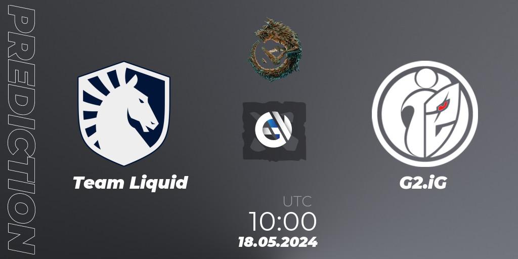 Team Liquid - G2.iG: прогноз. 18.05.2024 at 09:20, Dota 2, PGL Wallachia Season 1