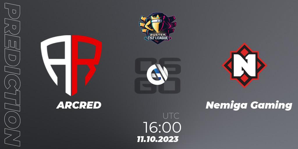 ARCRED - Nemiga Gaming: прогноз. 11.10.2023 at 13:00, Counter-Strike (CS2), Buster CS2 League
