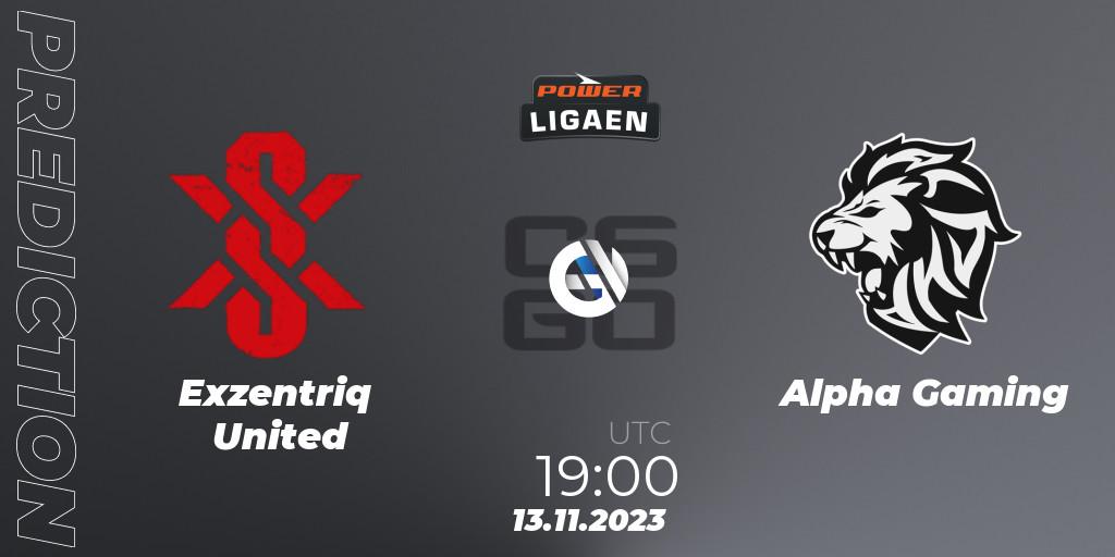 Exzentriq United - Alpha Gaming: прогноз. 13.11.2023 at 19:00, Counter-Strike (CS2), Dust2.dk Ligaen Season 24: Regular Season