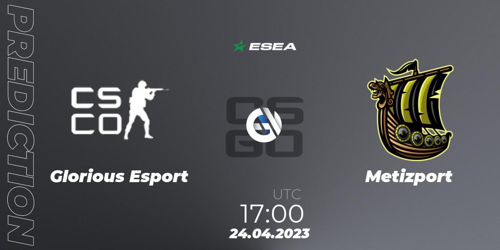 Glorious Esport - Metizport: прогноз. 24.04.2023 at 17:00, Counter-Strike (CS2), ESEA Season 45: Advanced Division - Europe