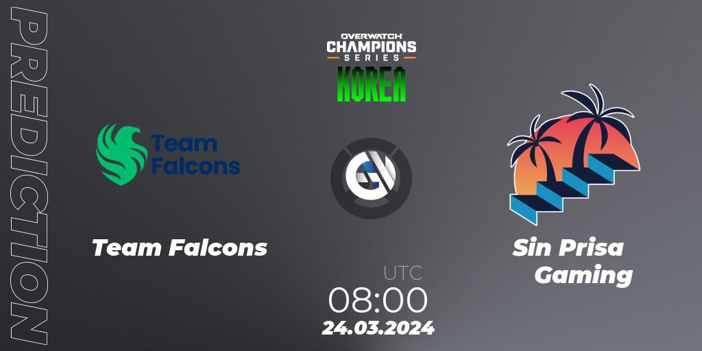 Team Falcons - Sin Prisa Gaming: прогноз. 24.03.2024 at 08:00, Overwatch, Overwatch Champions Series 2024 - Stage 1 Korea