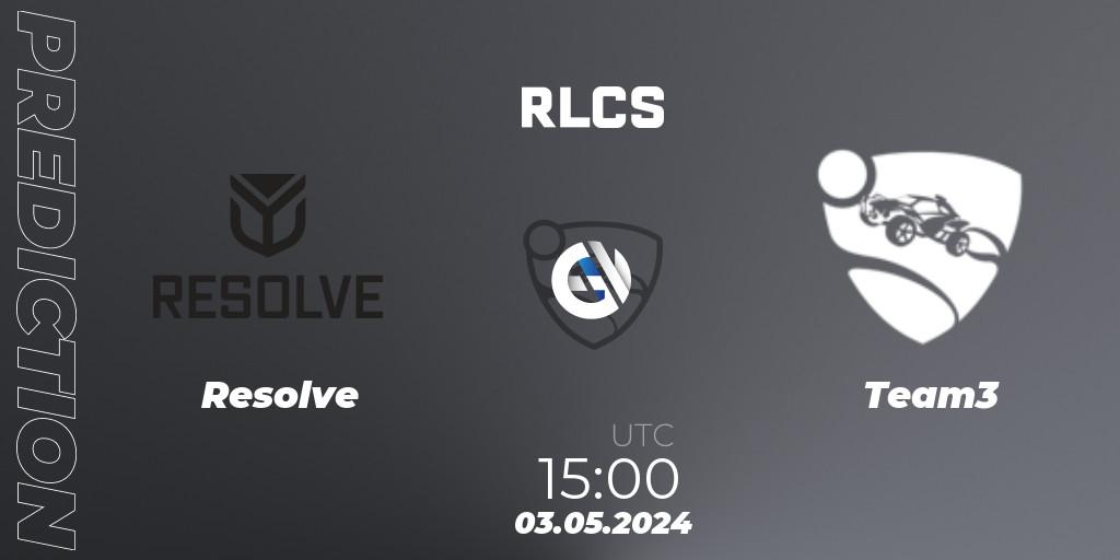 Resolve - Team3: прогноз. 03.05.2024 at 15:00, Rocket League, RLCS 2024 - Major 2: EU Open Qualifier 4