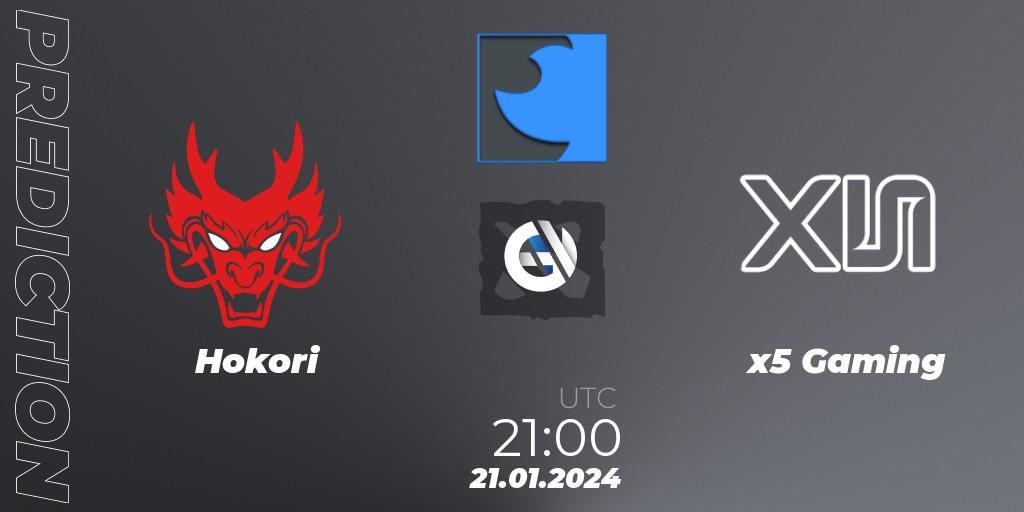 Hokori - x5 Gaming: прогноз. 21.01.2024 at 21:05, Dota 2, FastInvitational DotaPRO Season 2