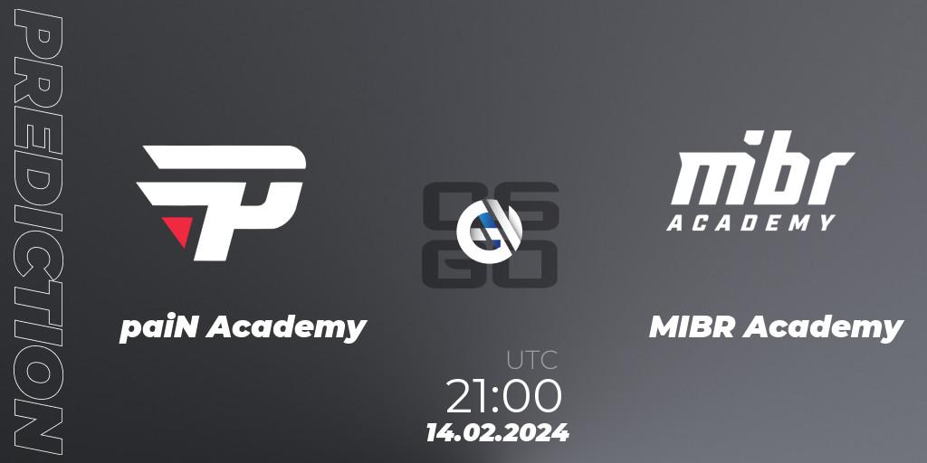 paiN Academy - MIBR Academy: прогноз. 14.02.2024 at 21:00, Counter-Strike (CS2), RedZone PRO League Season 1