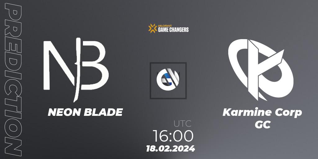 NEON BLADE - Karmine Corp GC: прогноз. 18.02.2024 at 16:00, VALORANT, VCT 2024: Game Changers EMEA Stage 1