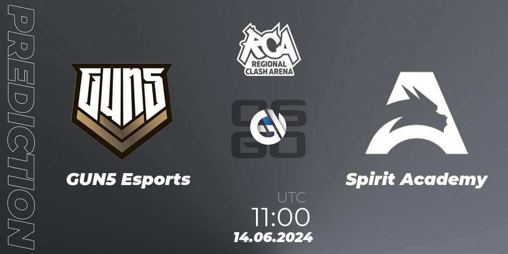 GUN5 Esports - Spirit Academy: прогноз. 14.06.2024 at 11:00, Counter-Strike (CS2), Regional Clash Arena Europe
