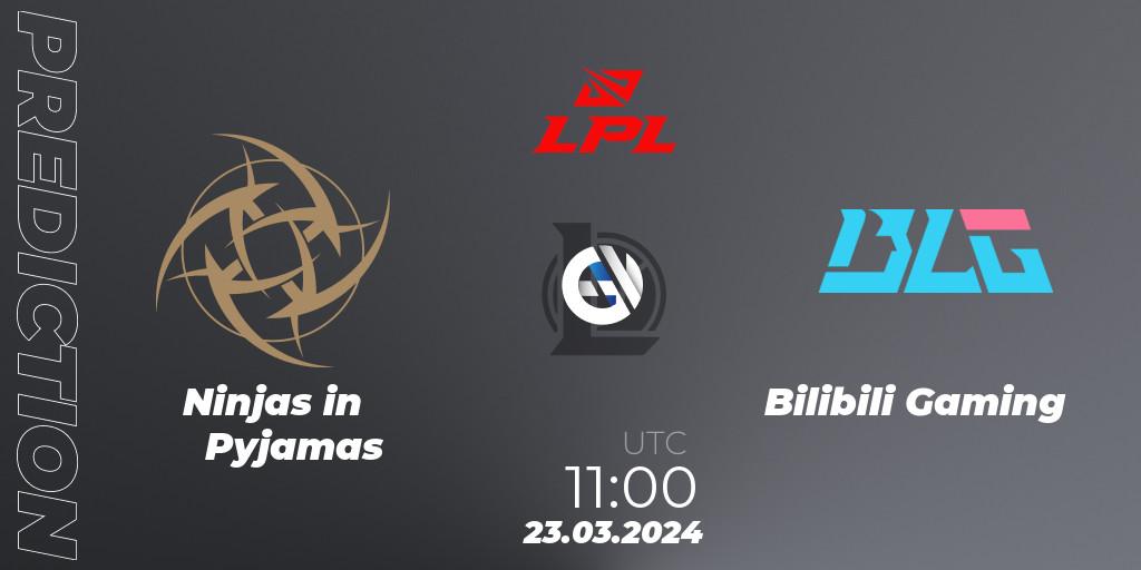Ninjas in Pyjamas - Bilibili Gaming: прогноз. 23.03.2024 at 11:00, LoL, LPL Spring 2024 - Group Stage