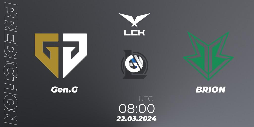 Gen.G - BRION: прогноз. 22.03.2024 at 08:00, LoL, LCK Spring 2024 - Group Stage