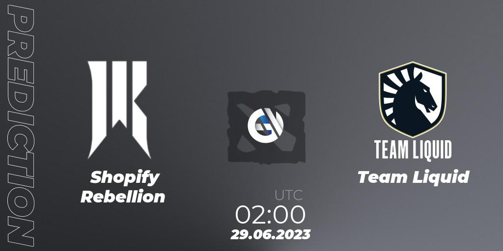 Shopify Rebellion - Team Liquid: прогноз. 29.06.2023 at 02:04, Dota 2, Bali Major 2023 - Group Stage