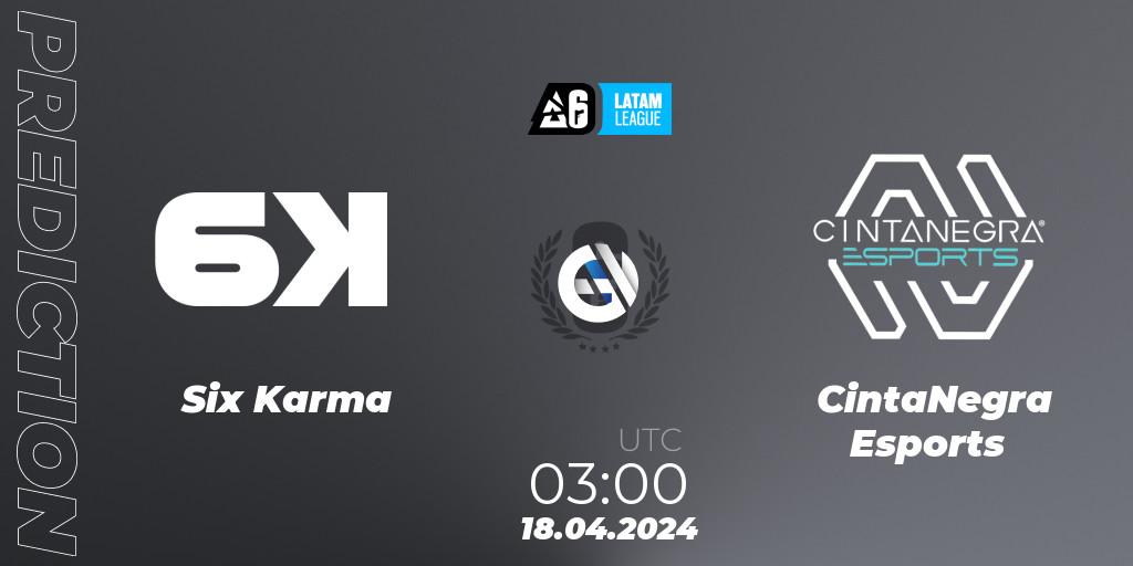 Six Karma - CintaNegra Esports: прогноз. 18.04.2024 at 03:00, Rainbow Six, LATAM League 2024 - Stage 1: LATAM North