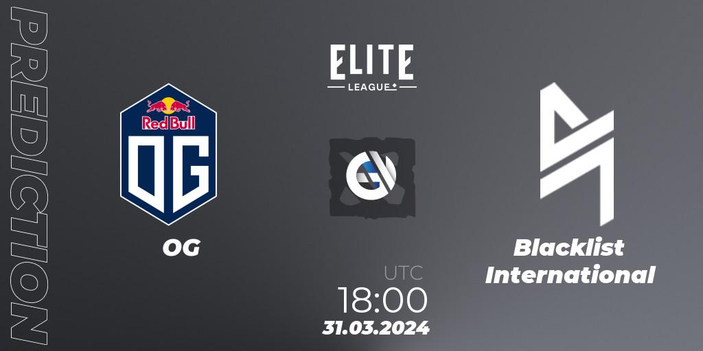 OG - Blacklist International: прогноз. 31.03.2024 at 18:00, Dota 2, Elite League: Swiss Stage