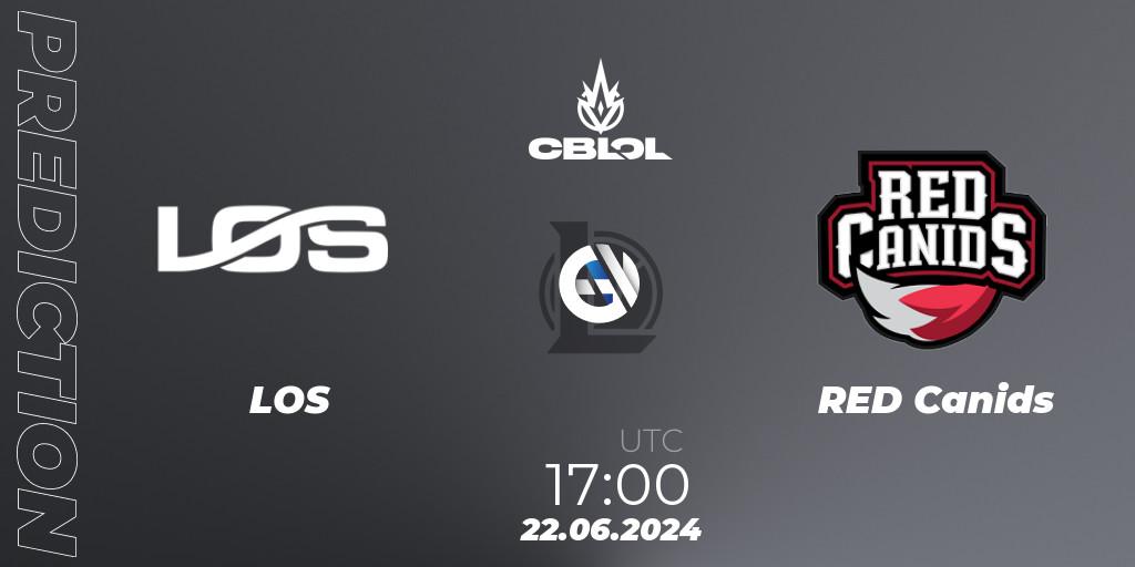 LOS - RED Canids: прогноз. 22.06.2024 at 17:00, LoL, CBLOL Split 2 2024 - Group Stage
