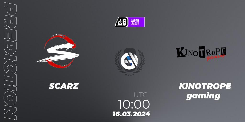 SCARZ - KINOTROPE gaming: прогноз. 16.03.2024 at 10:00, Rainbow Six, Japan League 2024 - Stage 1