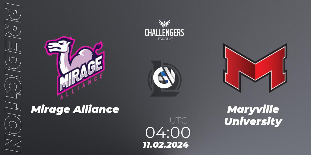 Mirage Alliance - Maryville University: прогноз. 11.02.2024 at 04:00, LoL, NACL 2024 Spring - Group Stage