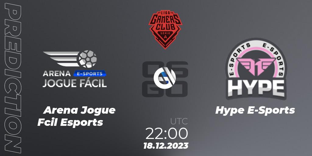 Arena Jogue Fácil Esports - Hype E-Sports: прогноз. 18.12.2023 at 22:00, Counter-Strike (CS2), Gamers Club Liga Série A: December 2023