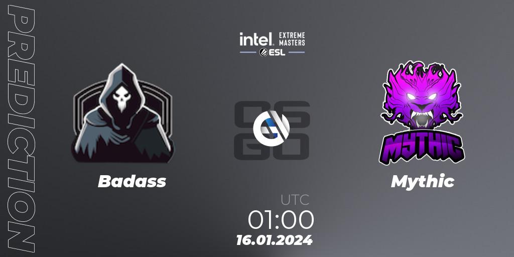 Badass - Mythic: прогноз. 16.01.2024 at 01:00, Counter-Strike (CS2), Intel Extreme Masters China 2024: North American Open Qualifier #1