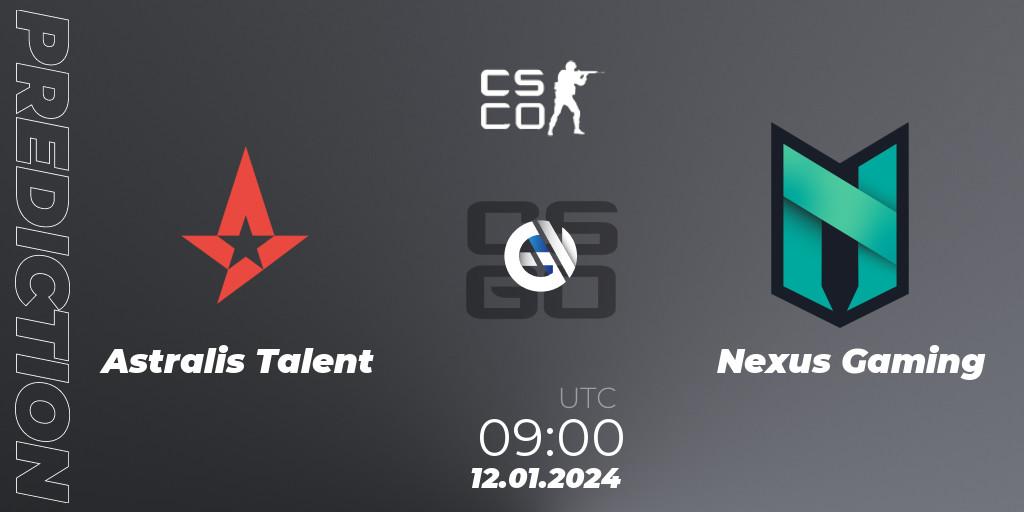 Astralis Talent - Nexus Gaming: прогноз. 12.01.2024 at 09:00, Counter-Strike (CS2), European Pro League Season 14: Division 2