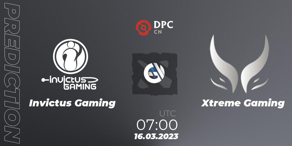 Invictus Gaming - Xtreme Gaming: прогноз. 16.03.2023 at 07:35, Dota 2, DPC 2023 Tour 2: China Division I (Upper)