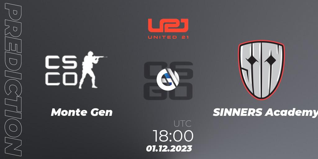Monte Gen - SINNERS Academy: прогноз. 01.12.2023 at 18:00, Counter-Strike (CS2), United21 Season 8: Division 2