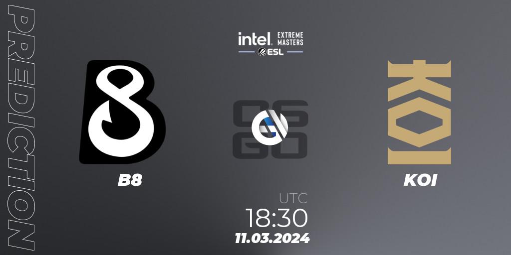 B8 - KOI: прогноз. 11.03.24, CS2 (CS:GO), Intel Extreme Masters Dallas 2024: European Closed Qualifier