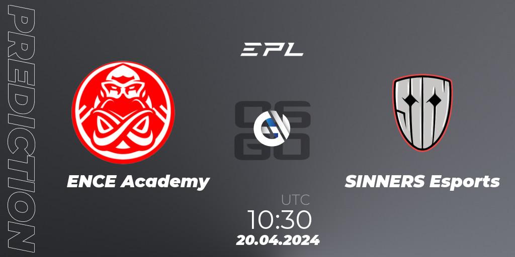 ENCE Academy - SINNERS Esports: прогноз. 20.04.24, CS2 (CS:GO), European Pro League Season 15