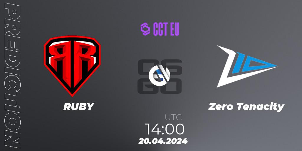 RUBY - Zero Tenacity: прогноз. 20.04.24, CS2 (CS:GO), CCT Season 2 Europe Series 1 Closed Qualifier