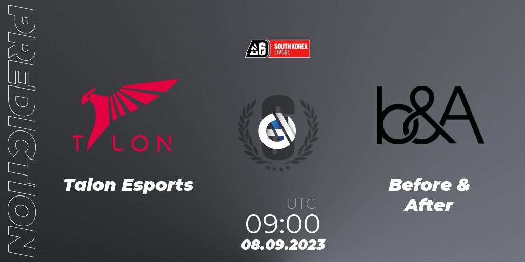 Talon Esports - Before & After: прогноз. 08.09.2023 at 09:00, Rainbow Six, South Korea League 2023 - Stage 2