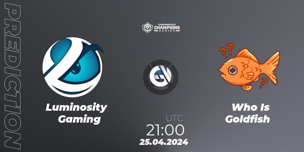 Luminosity Gaming - Who Is Goldfish: прогноз. 25.04.2024 at 21:00, Overwatch, Overwatch Champions Series 2024 - North America Stage 2 Main Event