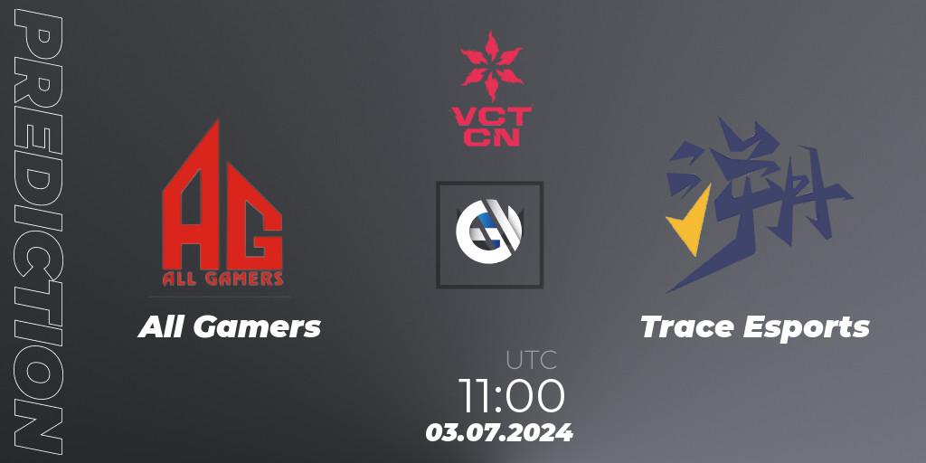 All Gamers - Trace Esports: прогноз. 03.07.2024 at 11:00, VALORANT, VALORANT Champions Tour China 2024: Stage 2 - Group Stage