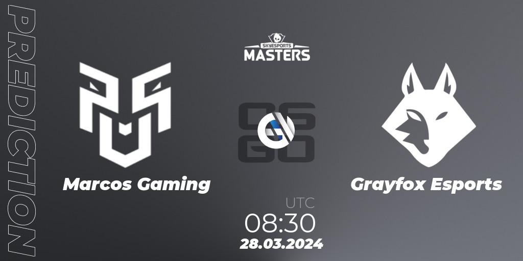 Marcos Gaming - Grayfox Esports: прогноз. 28.03.2024 at 08:30, Counter-Strike (CS2), Skyesports Masters 2024: Indian Qualifier