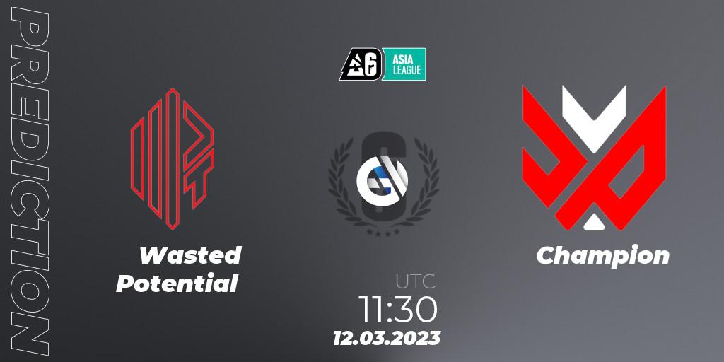 Wasted Potential - Champion: прогноз. 12.03.2023 at 11:30, Rainbow Six, SEA League 2023 - Stage 1