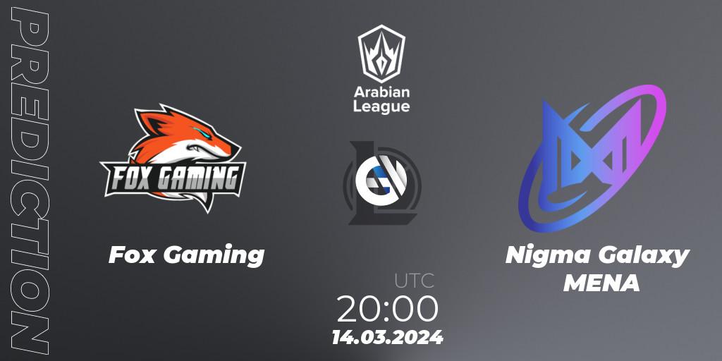 Fox Gaming - Nigma Galaxy MENA: прогноз. 14.03.24, LoL, Arabian League Spring 2024