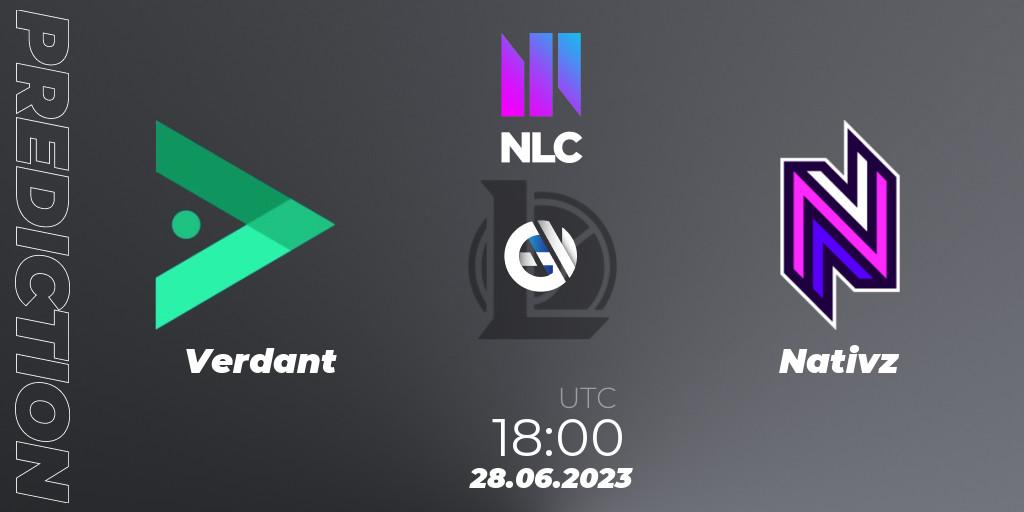 Verdant - Nativz: прогноз. 28.06.2023 at 18:00, LoL, NLC Summer 2023 - Group Stage