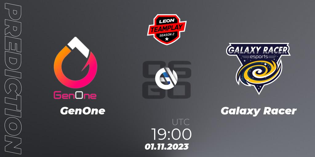 GenOne - Galaxy Racer: прогноз. 01.11.2023 at 19:00, Counter-Strike (CS2), LEON x TEAMPLAY Season 2: Closed Qualifier