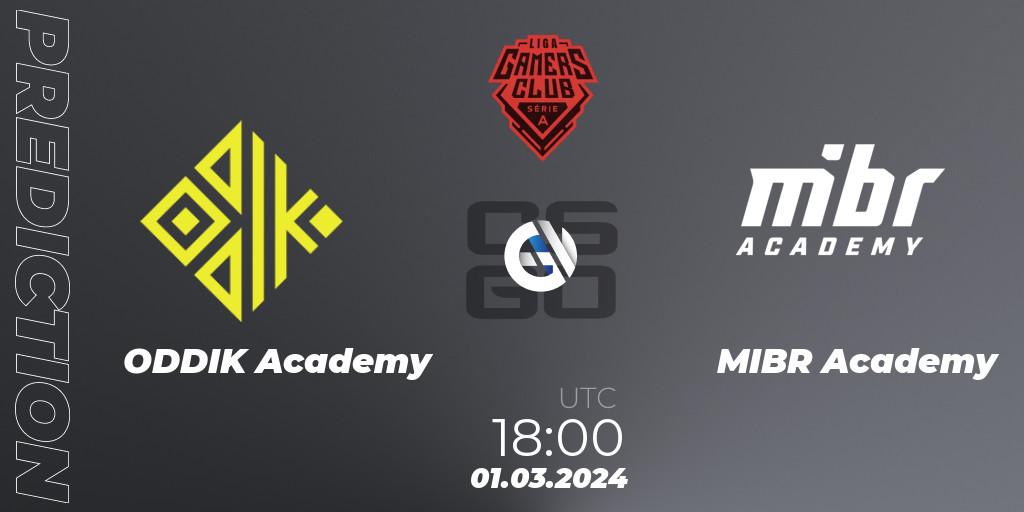 ODDIK Academy - MIBR Academy: прогноз. 01.03.2024 at 18:00, Counter-Strike (CS2), Gamers Club Liga Série A: February 2024
