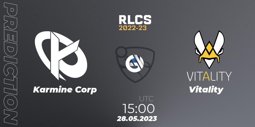 Karmine Corp - Vitality: прогноз. 28.05.2023 at 15:00, Rocket League, RLCS 2022-23 - Spring: Europe Regional 2 - Spring Cup