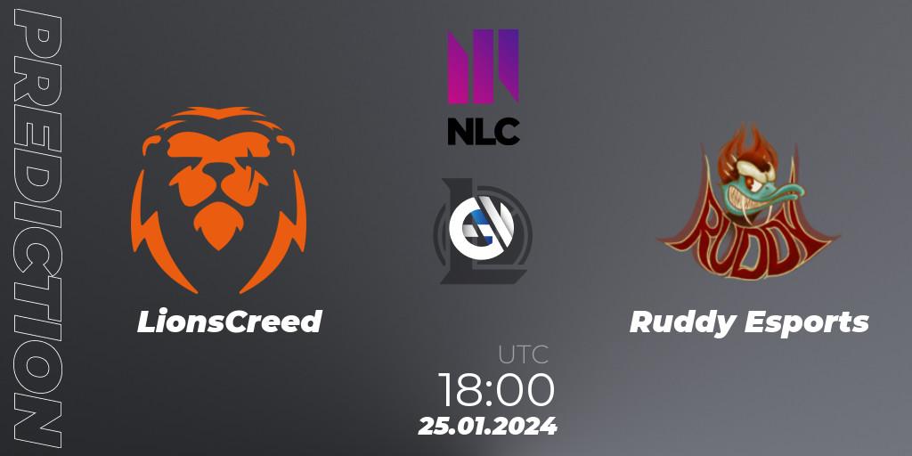 LionsCreed - Ruddy Esports: прогноз. 25.01.2024 at 19:00, LoL, NLC 1st Division Spring 2024