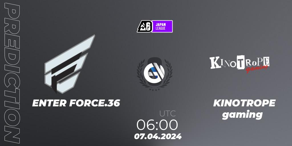 ENTER FORCE.36 - KINOTROPE gaming: прогноз. 07.04.2024 at 06:00, Rainbow Six, Japan League 2024 - Stage 1